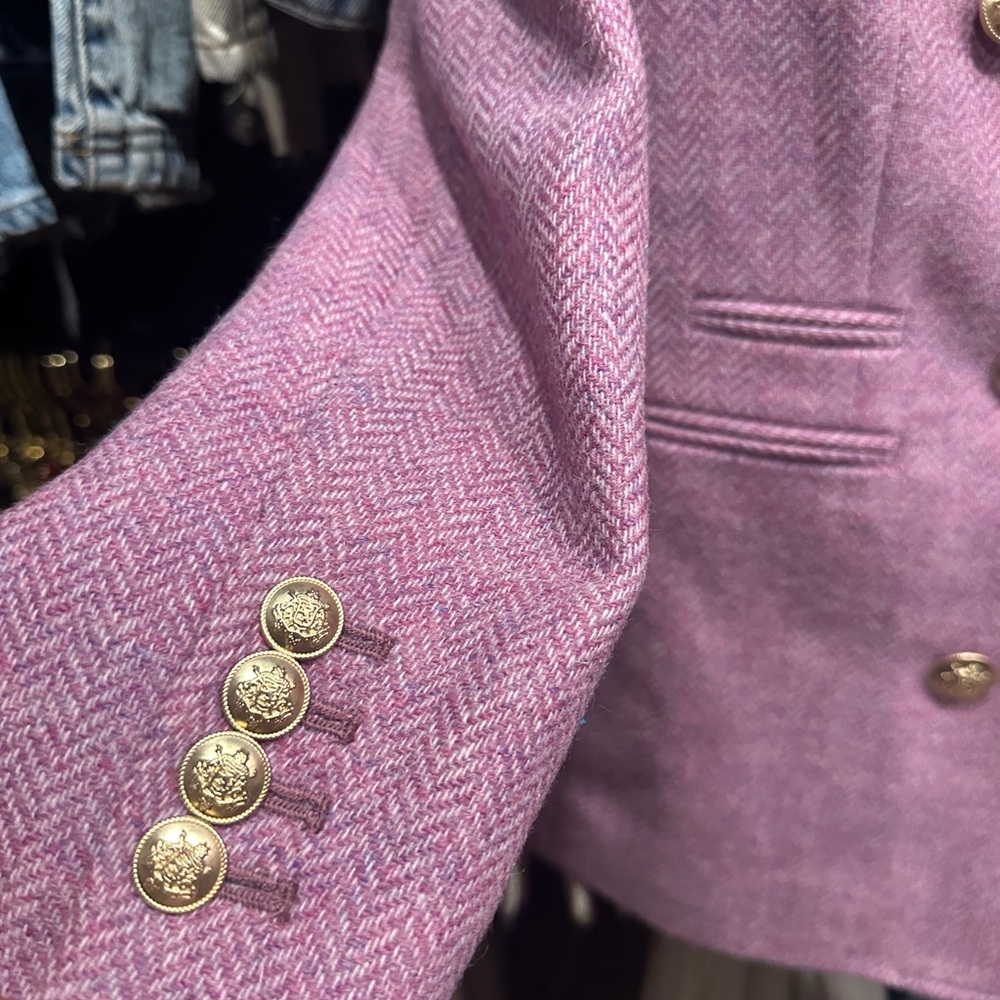 J. Crew Mauve Double-Breasted Blazer with Gold Buttons - Picture 2 of 5
